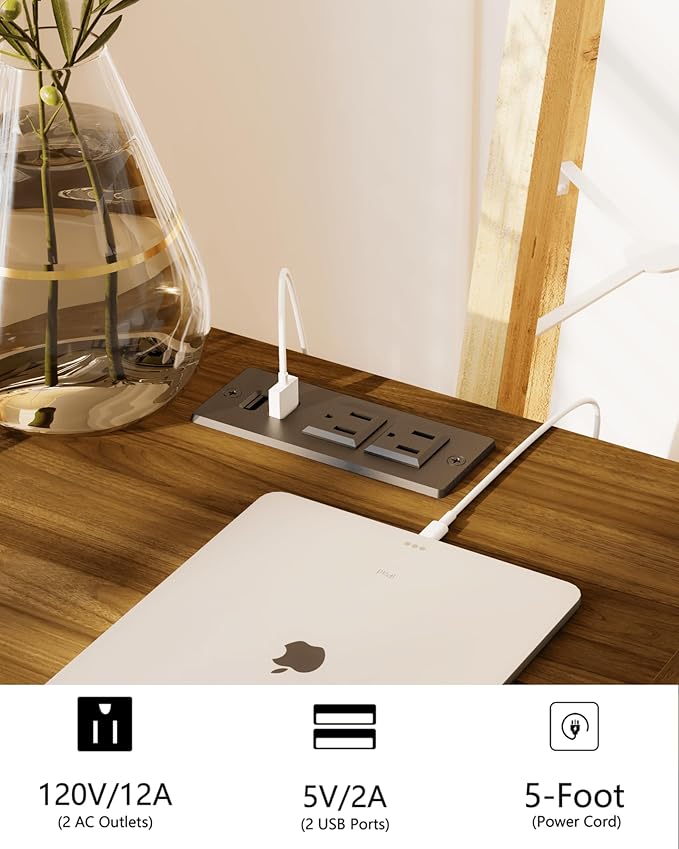 JOONEE Nightstand with Outlet, Modern Bedside Table with Storage Drawer and - Image 4