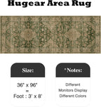 3x8 Green Retro Floral Washable Runner Rug - Image 2