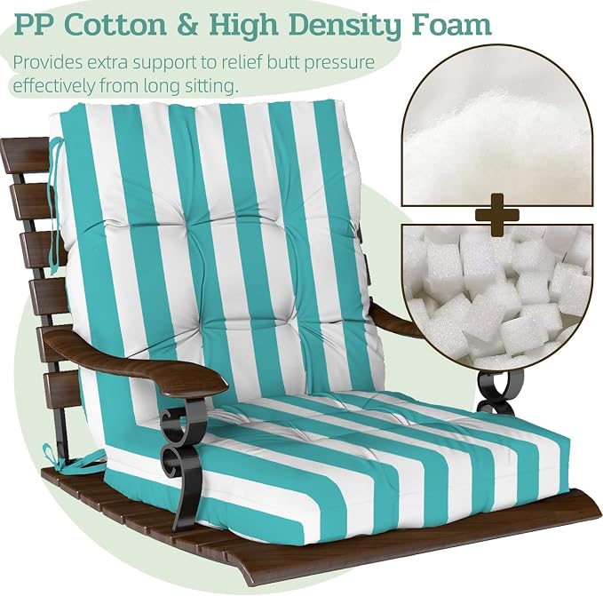 Outdoor Chair Cushion, High Back Soft Seat Pad, Indoor Outside Use, - Image 4