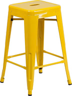 Flash Furniture Kai Commercial Grade 24" High Backless Yellow Metal by FlashFurniture