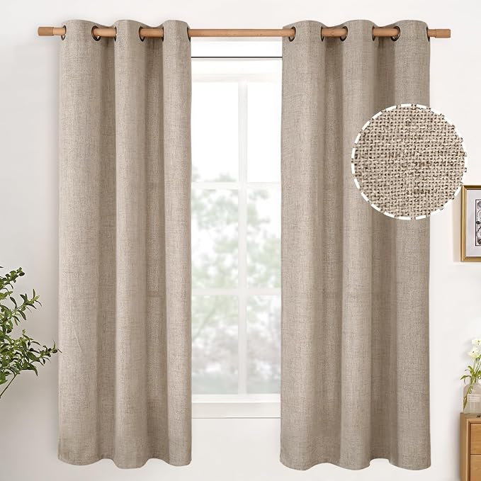 YoungsTex Linen Curtains 63 Inches Length 2 Panels by YoungsTex