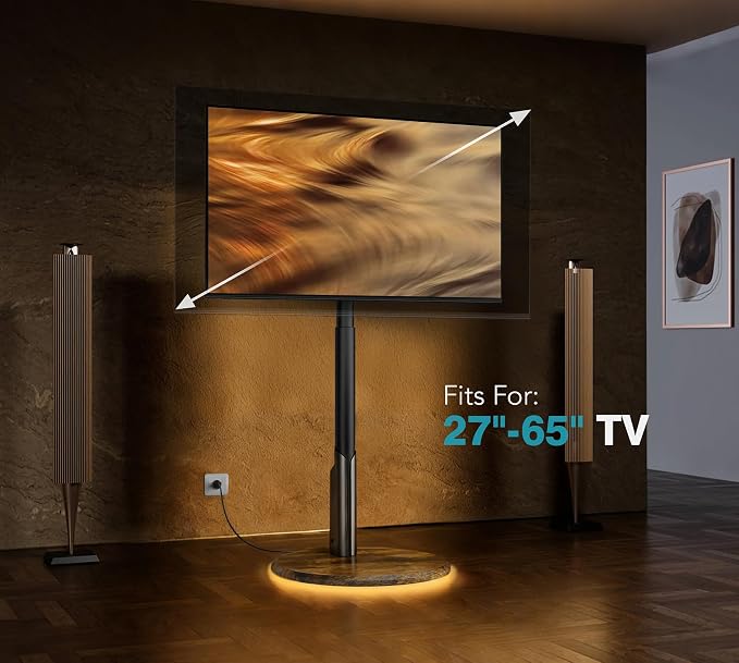 Mobile TV Stand with Power Outlet, Rolling TV Cart - Image 7