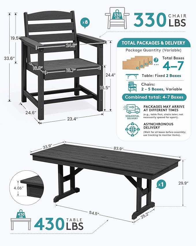 SERWALL 9 Piece Outdoor Dining Set - Image 2
