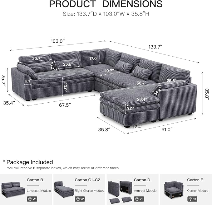 Belffin Large Modular Sectional Sofa - Image 2