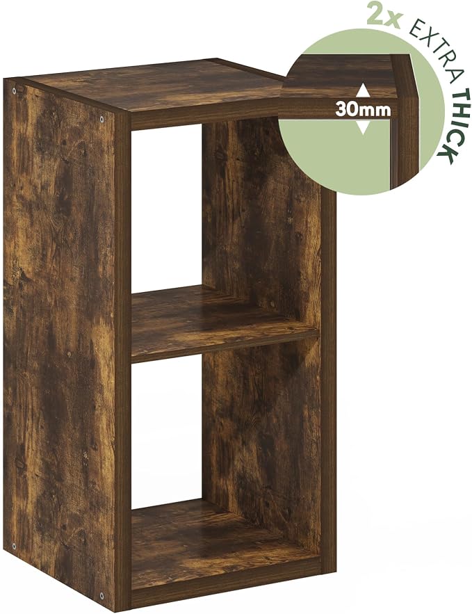 Furinno Cubicle Book Shelf, 2-Cube Bookshelf, Extra Thick Frame Horizontally & - Image 6