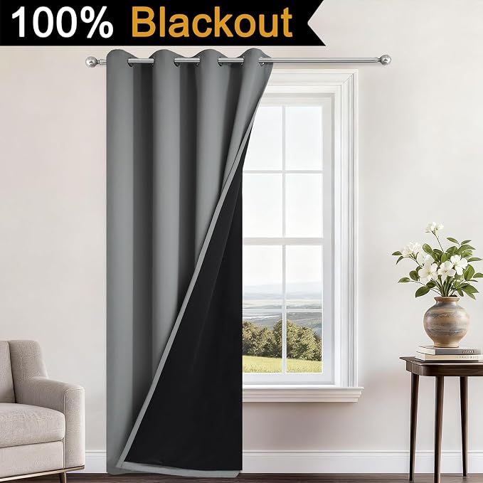 Yakamok Grey Blackout Curtains 96 Inches Long - Image 2