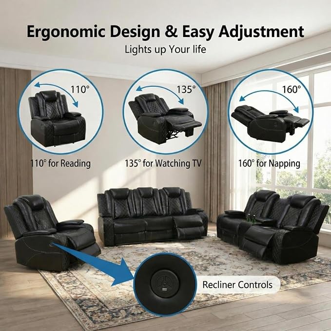 3-Piece Power Reclining Sectional Sofa Set - Image 3