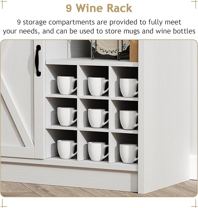 4ever2buy 72" Farmhouse Coffee Bar Cabinet - Image 5