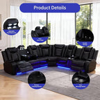 Power Reclining Leather Sectional Couch - Image 3