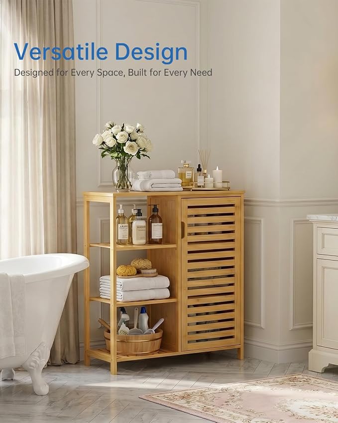 HITNET Bathroom Floor Cabinet, Bamboo Storage Cabinet - Image 5