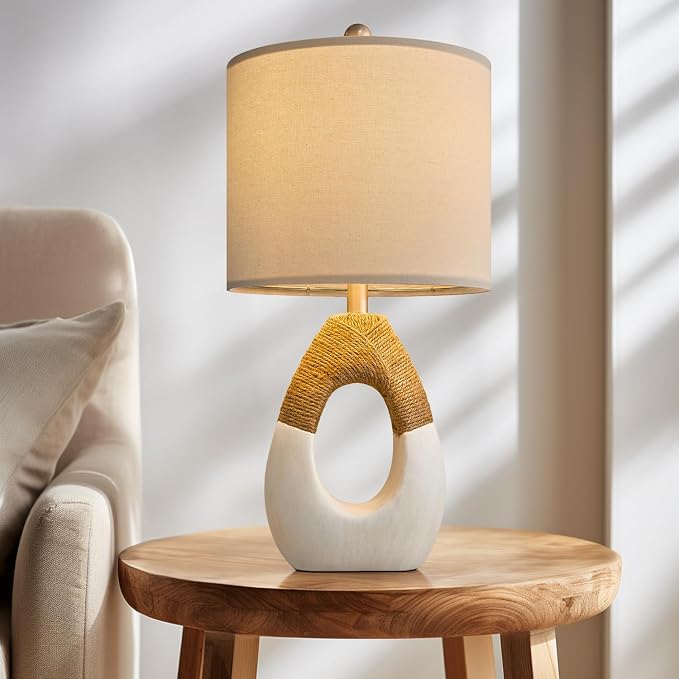 OYEARS 19” Boho Table Lamps Bedroom Living Room, Suitable - Image 4