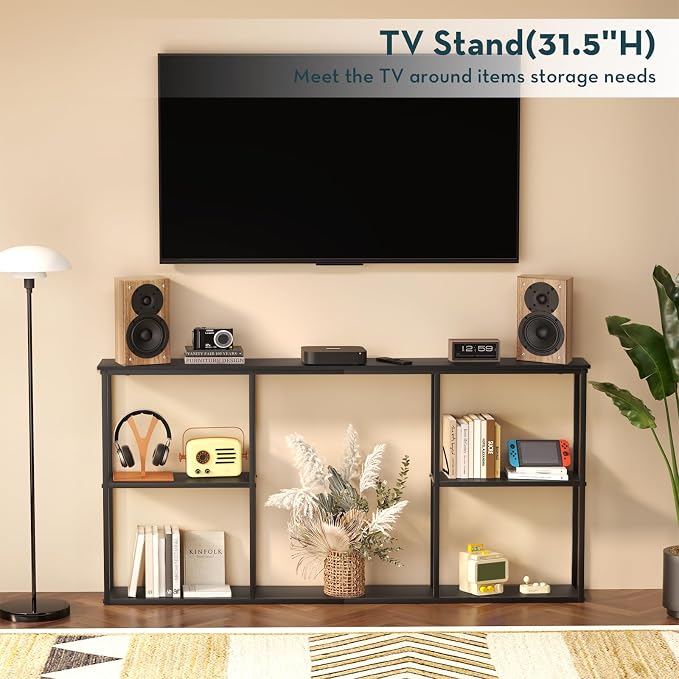 WOHOMO Black Console Table, 3-Tier Small Entryway Table, Long Sofa Table - Image 5