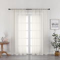Ivory Sheer Curtains 72 Inches Long 2 Panels, Transparent Voile Sheer Curtain by OWENIE