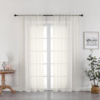Ivory Sheer Curtains 72 Inches Long 2 Panels, Transparent Voile Sheer Curtain by OWENIE