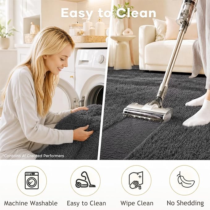 Ophanie 8x10 Area Rugs for Living Room, Upgrade Non-Slip Fluffy Soft Large Shag - Image 2