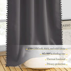 NICETOWN 2 Panels Blackout Curtains, Rod Pocket Pom Pom Curtains Panels - Image 6