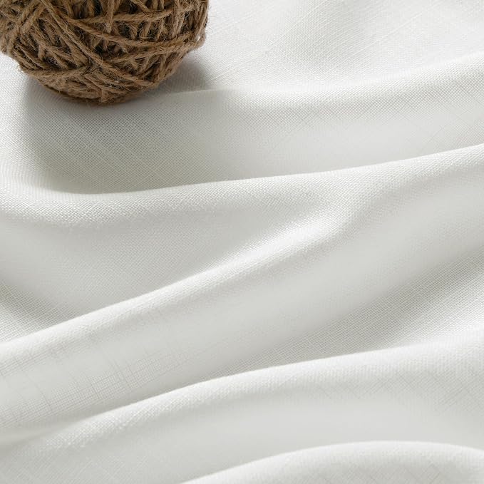 Off White Semi Sheer Linen Curtains 90 inch Length - Image 5