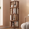 Muwuele Solid Wood Rotating Bookshelf on Wheels, 4 Tier, Round Revolving by Muwuele