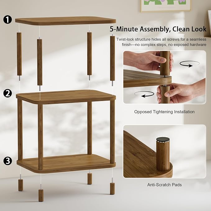 Bamboo End Table, Side Table for Small Space - Image 5