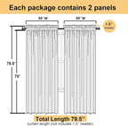 White Sheer Curtains 78 Inches Long 2 Pcs, Elegant Window Treatments Light - Image 2