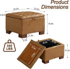 WUTUTUEE 24" Faux Leather Square Storage Ottoman - Image 2