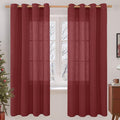 Burgundy Red Linen Curtains 72 Inch by LAMIT