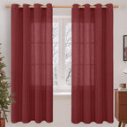 Burgundy Red Linen Curtains 72 Inch by LAMIT