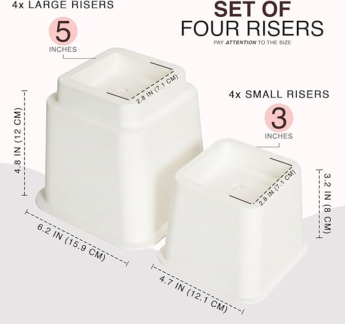 Utopia Bedding Bed Riser, 3 & 5 Inches Adjustable Furniture Risers - Image 2