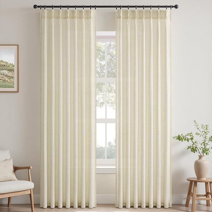 Topfinel 102 Inch Curtains 2 Panels Set, Two Packs Pinch Pleat Back Tab Linen - Image 9