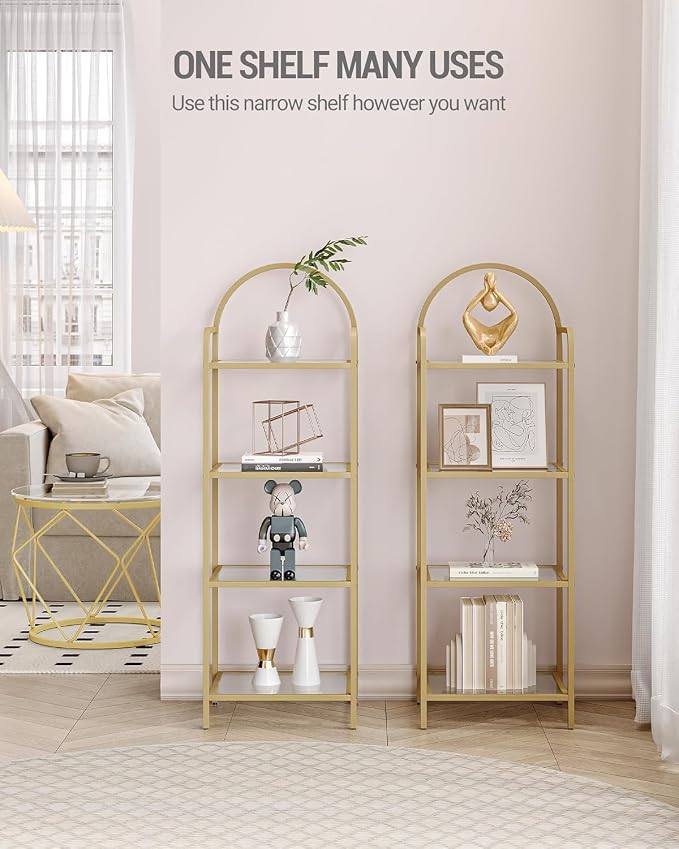 Hzuaneri Bookcase Bookshelf, Tempered Glass Bookshelves, Slim Shelving Unit - Image 3