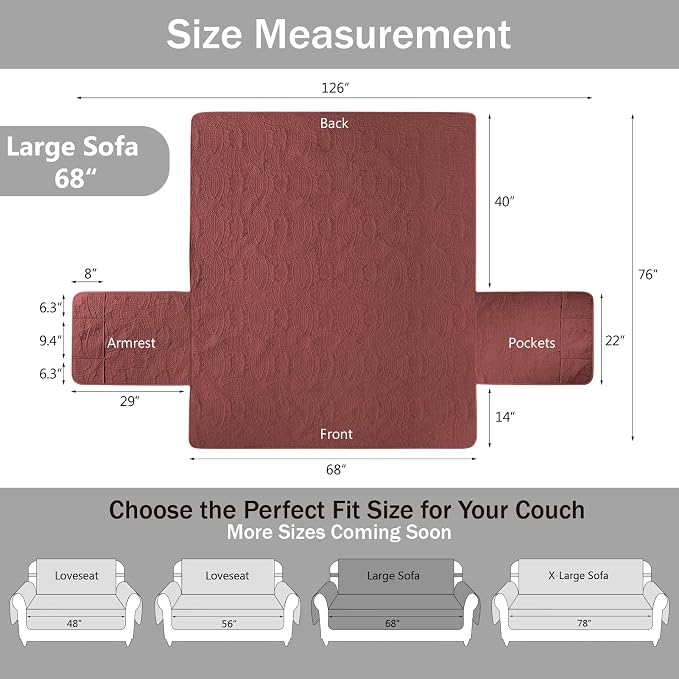 Quilted Red Sofa Slipcovers - Image 7