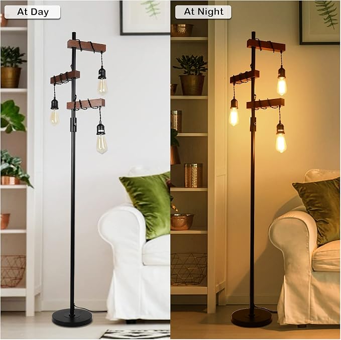 Dimmable Industrial Floor Lamp, Farmhouse Tree Floor Lamp, 68 Inch 3 Lights - Image 5