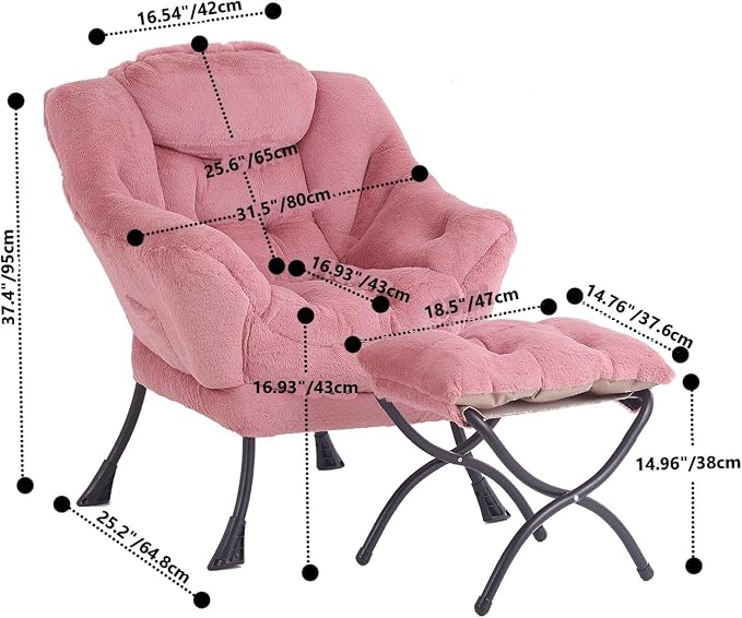 Tiita Lazy Chair with Ottoman, Comfy Leisure Sofa Reading Chair with Footrest - Image 2