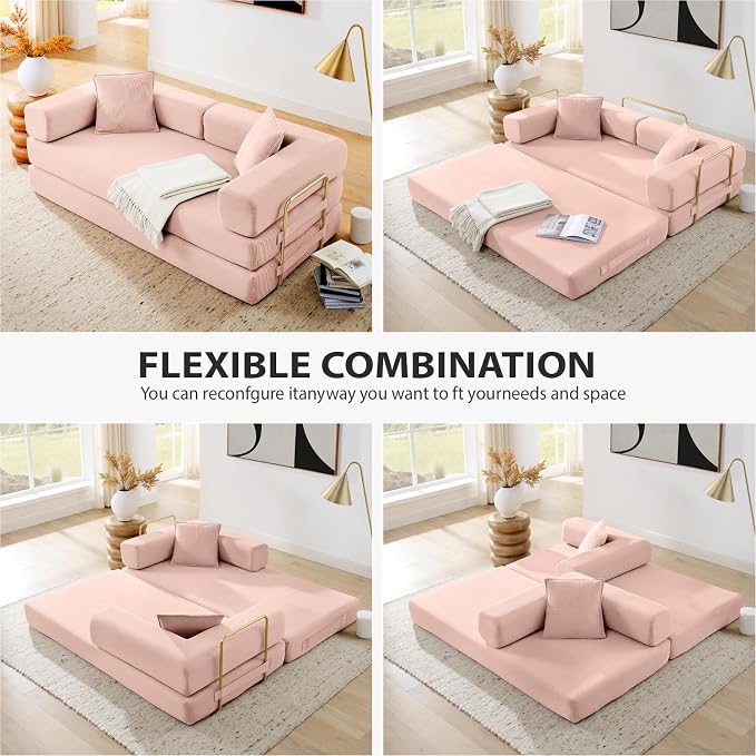 HANXIN Convertible Sleeper Sofa Bed, 78 Inch Folding Floor Mattress Couch - Image 4