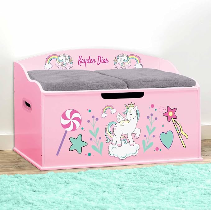 DIBSIES Personalized Creative Wonders Toy Box, Unicorns & Rainbows, 30 x 19.25 by DIBSIES