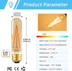 Dimmable E26 T30 T10 LED Bulb Long Tube Light Bulb 4W, Type T Tubular Light - Image 4
