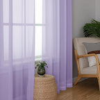 Light Purple Sheer Curtains 63 inch Length 2 Panels Set, Rod Pocket Light - Image 3