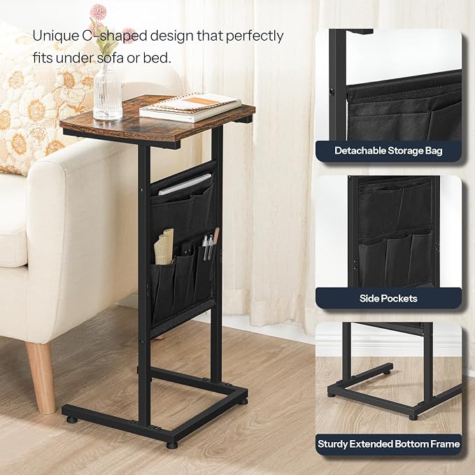 HOOBRO C Shaped End Table, 28.3" Side Table - Image 7