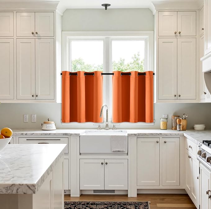 MIULEE Fall Blackout Curtains for Bedroom 2 Panels 40 x 36 Inch Long Orange | - Image 2
