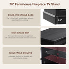 MXV 70" Fireplace TV Stand, 3-Sided Glass Fireplace and Modern Entertainment - Image 7