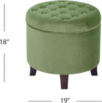 HomePop by Kinfine Fabric Upholstered Round Storage Ottoman - Image 3