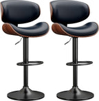 YaFiti Bar Stools Set of 2, Bentwood Adjustable Height Swivel Bar Stools by YaFiti