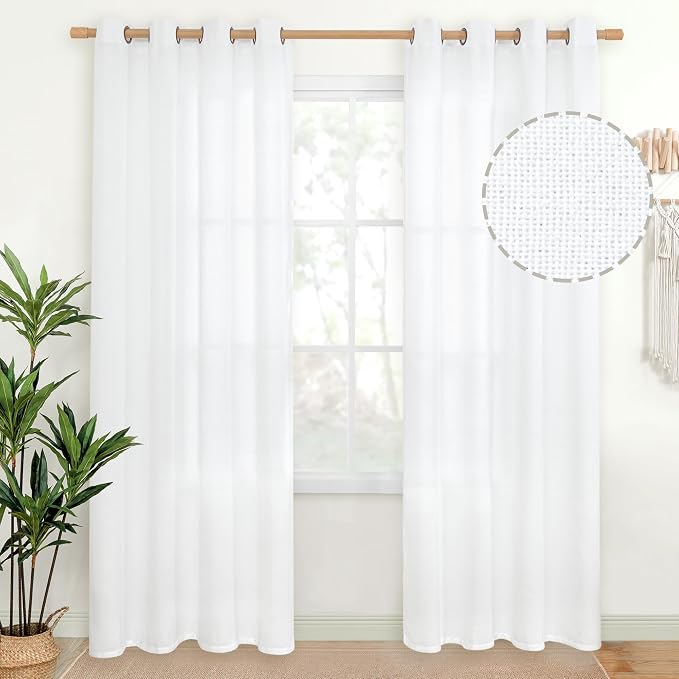 YoungsTex White Linen Curtains 84 Inches Long by YoungsTex