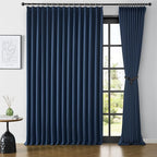 Navy Blue Blackout Pinch Pleated Curtains by KEQIAOSUOCAI
