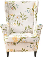 KRFOONN Wingback Chair Covers Slipcovers 2 Piece Stretch Wing Chair Covers by KRFOONN