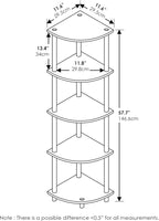 Furinno TURN-N-TUBE Corner Shelf Set of 2, 5-Tier Corner Bookshelf, Open - Image 2