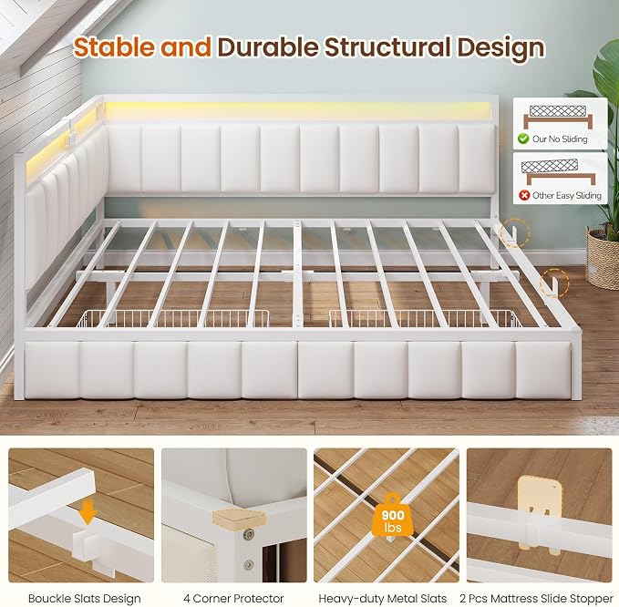 DICTAC Corner Queen Bed Frame - Image 8