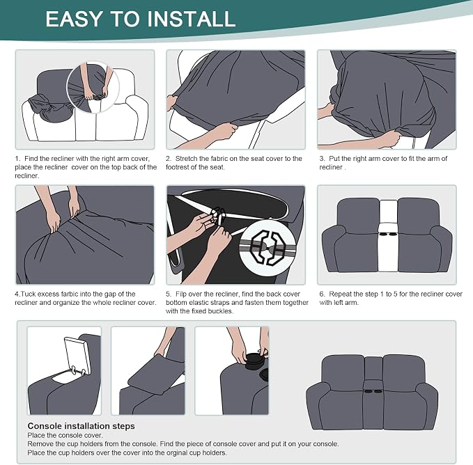 Ruaozz Loveseat Recliner Covers - Image 6