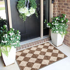 Front Door Rug - 2x3 Brown Beige Checkered Diamond Entry Rug | Non-Slip - Image 4