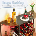 JKsmart Wine Bar Cart with LED Lights, Mini Wine Rack with Storage and Glass - Image 7